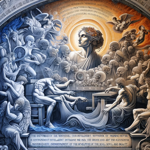 DALL·E 2023 11 22 16.59.14 A mural depicting Mnemosyne Noctivaga's magnum opus of weaving, showcasin.png
