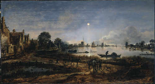 Neer, Aert van der Вид на реку в лунном свете, 1650, 55 cm x 103 cm, Дерево, масло