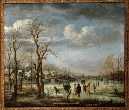 Neer, Aert van der Вид на реку зимой, 1660, 55,5 cm x 64 cm, Холст, масло
