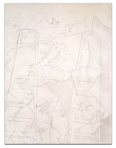 Rosso scala C 2021 grafite su tela 224 x 168 cm