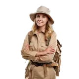 woman dressed as a park ranger on a black background 433