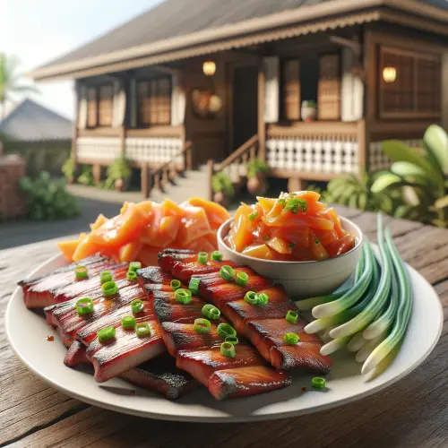 DALL·E 2024 06 06 01.29.00 A photorealistic image of Pinoy Pork Barbecue served on a white plate, ga.webp