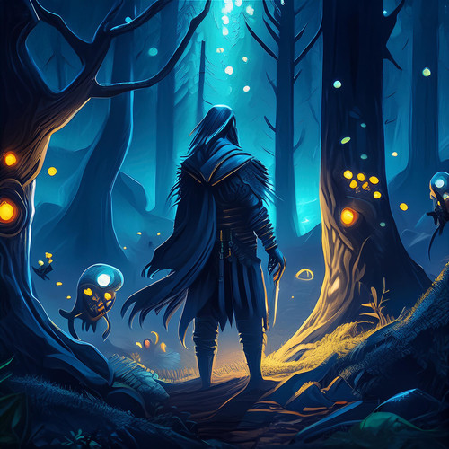 Firefly Dark fantasy realistic art. middle of the night. lonely hero is staying in the dark and scar.jpg