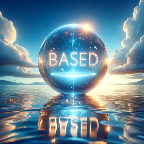 DALL·E 2024 06 08 20.32.49 A stunning image of a clear, glowing sphere floating on a calm ocean surf.webp