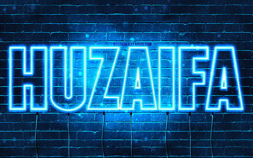 HD wallpaper huzaifa with names huzaifa name blue neon lights happy birtay huzaifa popular arabic ma.jpg