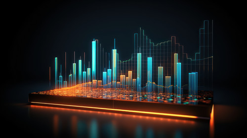 Perspective view on infographic chart with digital graphs diagram and indicators on dark background .jpg