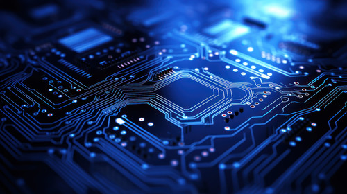 Technology circuit board background illuminated by blue light minimalistic clean stockimage 00663 02.jpg