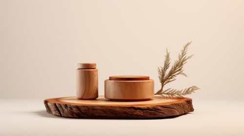 Rustic wood pieces podium Background for perfume jewelery and cosmetic products Front view minimalis.jpg