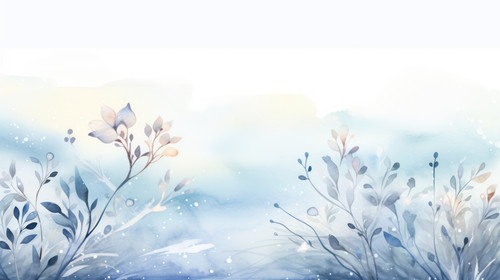 Winter background design with watercolor brush texture Flower and botanical leaves watercolor hand d.jpg