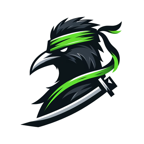 DALL·E 2023 11 06 15.30.47 Design a side profile icon of a black crow ninja where all the accent fea.png