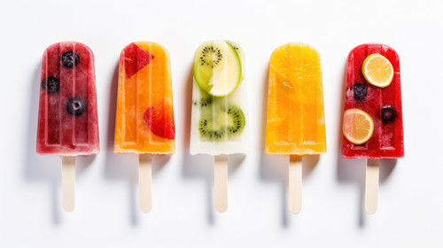 Frozen Popsicle with fruit sauce in white background minimalistic clean stockimage 00389 02.jpg