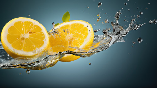 Lemon fruit Slice with water splashLemons are energizing pure and feature water splashes minimalisti.jpg