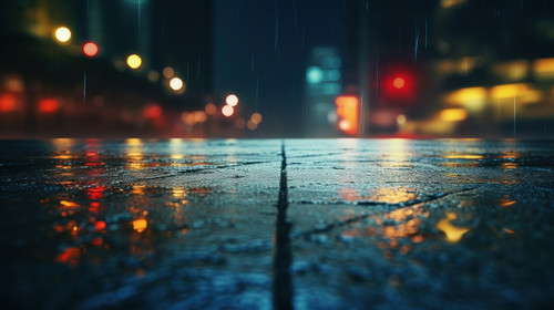 Light effect blurred background Wet asphalt night view of the city neon reflections on the concrete .jpg