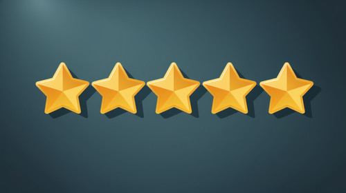 Five gold star rate review customer experience quality service excellent feedback concept on best ra.jpg