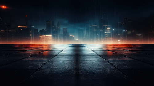 Light effect blurred background Wet asphalt night view of the city neon reflections on the concrete .jpg