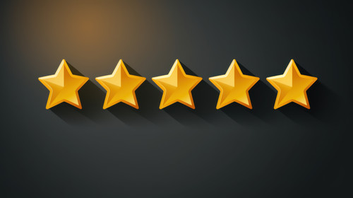 Five gold star rate review customer experience quality service excellent feedback concept on best ra.jpg