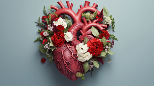 Human heart with flowers love and emotion concept good hearted person help and charity minimalistic .jpg