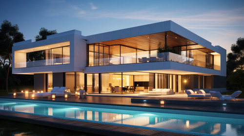 House or structure with a lot of glass Modern luxury villa exterior in minimal style with glass wall.jpg