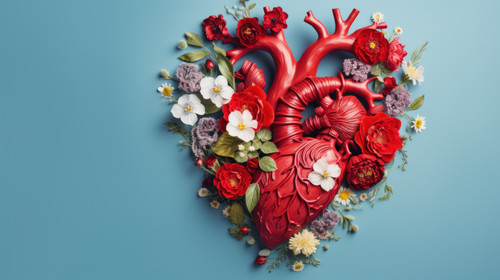 Human heart with flowers love and emotion concept good hearted person help and charity minimalistic .jpg