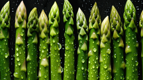 Fresh Asparagus seamless background adorned with glistening droplets of water Top down view Food Adv.jpg