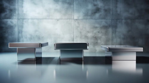 Metal pedestals for product show in the laboratory background minimalistic clean stockimage 00507 01.jpg
