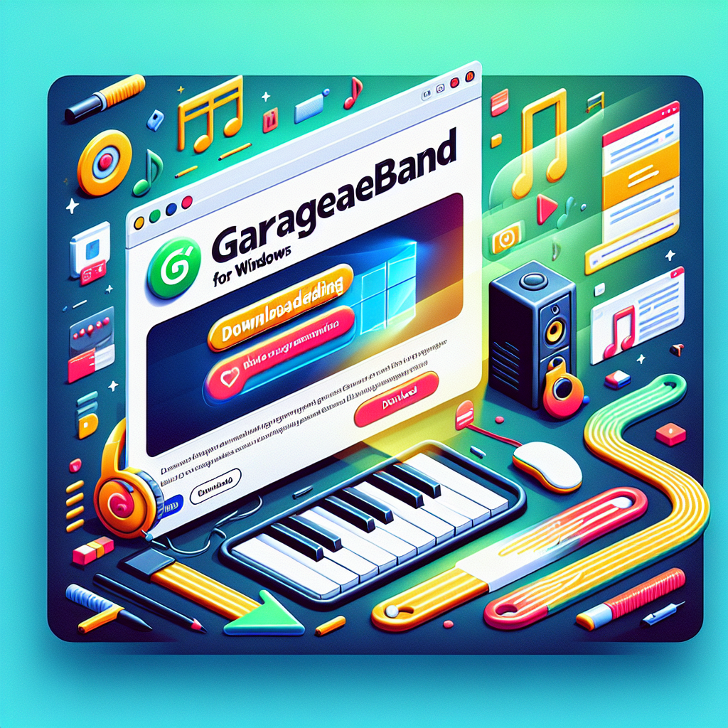 Download GarageBand for Windows: Visual representation of the music production app interface, showcasing a multitude of features for creating and editing music on a Windows device.