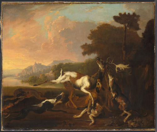 Hondius, Abraham Danielsz Охота на оленя, 1695, 63,5 cm х 76 cm, Холст, масло