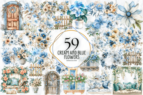 Cream and Blue Flowers Clipart Graphics 96531220 1 580x387.png