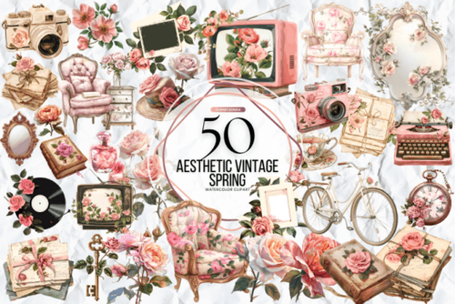 Aesthetic Vintage Spring Clipart Graphics 93361885 1 1 580x387.png