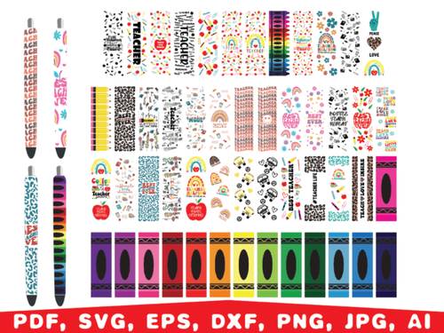 teacher pen wraps bundle Graphics 94312976 1 580x435.png