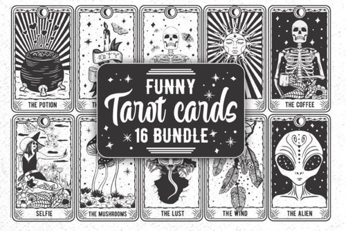 Tarot Cards Bundle Funny SVG Tarot Card Graphics 91925527 1 580x387.jpg