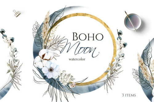 boho round floral frame with blue moon Graphics 9512787 1 580x387.jpg