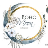boho round floral frame with blue moon Graphics 9512787 1 580x387