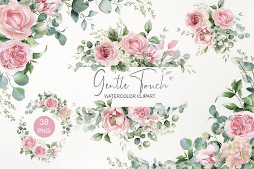 Pink floral clipart Watercolor flowers Graphics 73179329 1 580x387.jpg