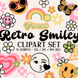 Retro Happy Smiles Clipart Pastel SVG Graphics 73731069 1 580x386