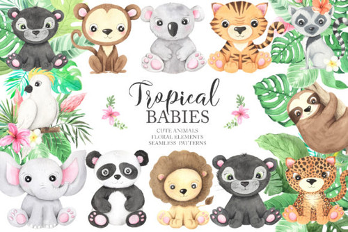 Watercolor Tropical Animals Clipart Graphics 4125839 1 580x387.jpg
