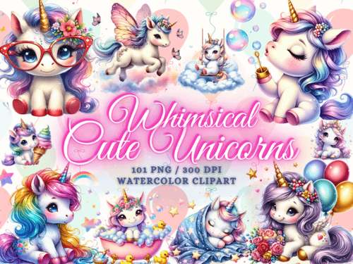 Watercolor Unicorn Clipart Unicorn Png Graphics 89323196 1 580x435.png