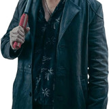 Men's Long Coat Real Leather Elbow Patch Billy Cotton Butcher Trench Coat Jacket Billy Jacket Butche