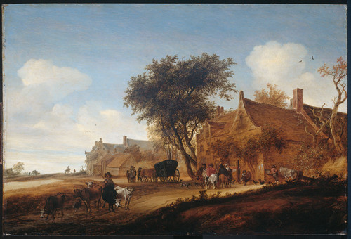 Ruysdael, Salomon van Деревенская повозка, 1655, 56 cm х 84,5 cm, Дерево, масло