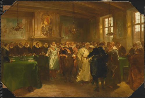 Rochussen, Charles Принц Мориц Оранский принимает делегацию из России в 1614 году, 1874, 87 cm x 130