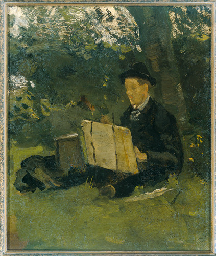 Roland Holst, Richard Jan Verkade (1868 1946) рисует под деревом, 1891, 24,4 cm х 20,5 cm, Холст на 