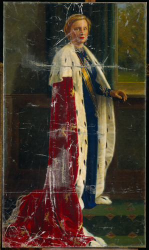 Rol, Henricus Королева Нидерландов Юлиана в коронационном одеянии, 1951, 207 cm х 121 cm, Холст, мас