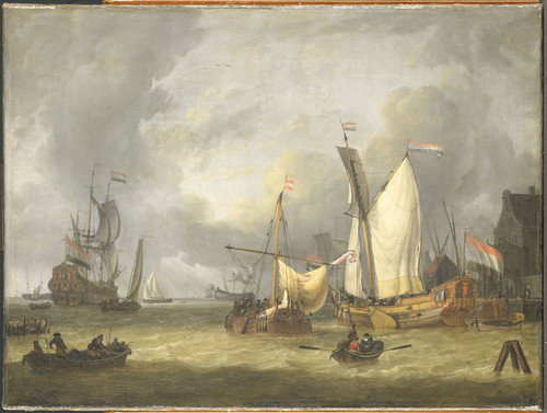 Rietschoof, Jan Claesz Корабли в гавани. Свежий ветер, 1719, 61 cm x 81 cm, Холст, масло