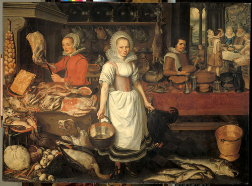 Rijck, Pieter Cornelisz van (приписывается) Интерьер кухни и притча о богаче и Лазаре, 1620, 198 cm 