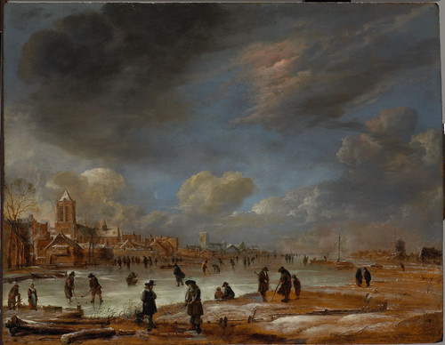 Neer, Aert van der Вид на реку зимой, 1677, 53 cm x 67 cm, Дерево, масло