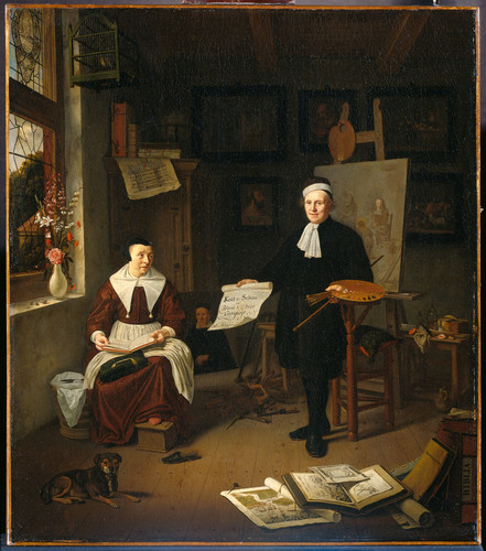 Musscher, Michiel van Michiel Comans. Каллиграф, гравер, живописец и педагог, со своей третьей женой