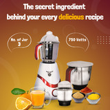 Viva Mixer Grinder 750 Watt (3 Jar) Red 2