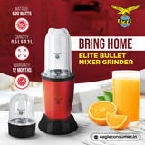 Elite Bullet Mixer Grinder 500 Watt (2 Jar) Red 2