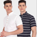 Men's Half-Sleeve Single Strip Kurta.png