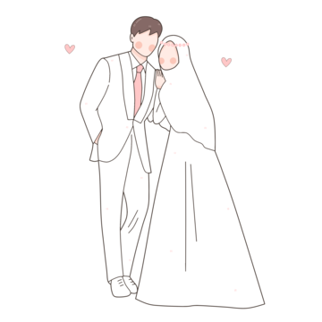 pngtree illustration of a romantic muslim wedding in white dress png image 6577699.png